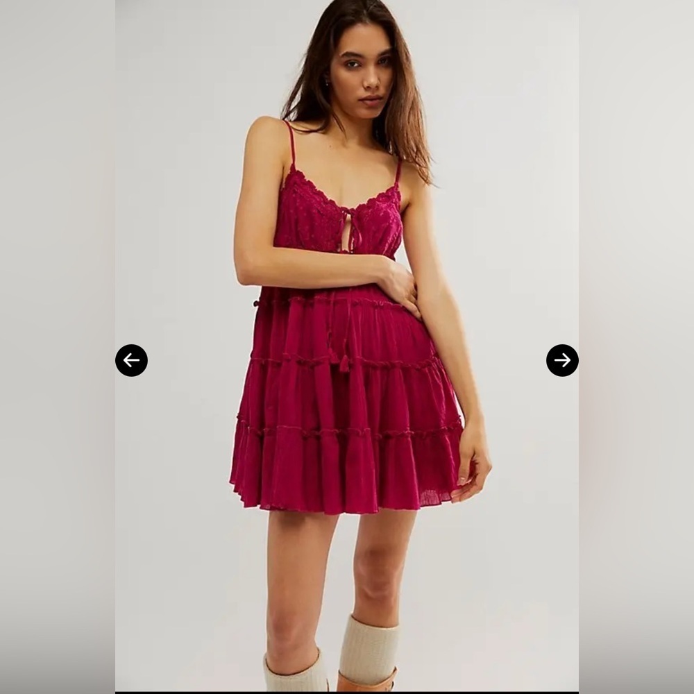 NWT FREE PEOPLE Intimately Sunsetter Mini Slip Strangelove Lace Dress Size Small - Picture 2 of 11